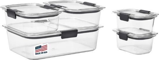 Picture of Rubbermaid Brilliance Food Storage Containers, Set of 5 (10 Pieces), BPA-Free, Leak-Proof, Clear