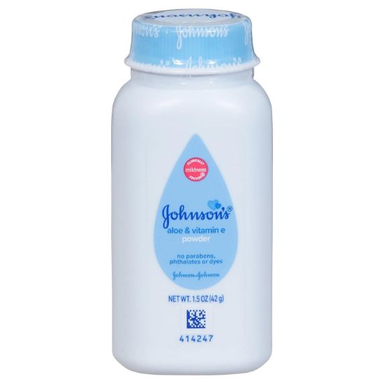 Picture of Johnson's Baby Naturally Derived Cornstarch Baby Powder with Aloe and Vitamin E for Delicate Skin, Hypoallergenic and Free of Parabens, Phthalates, and Dyes for Gentle Baby Skin Care, 1.5 oz