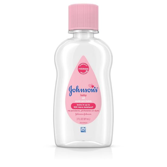 Picture of Johnson's Baby Oil, Pure Mineral Oil to Prevent Moisture Loss for Newborn, Kids, and Adults, Gentle and Soothing Baby Massage Oil, Dry Skin Relief, Hypoallergenic, Original Scent, 3 fl. oz